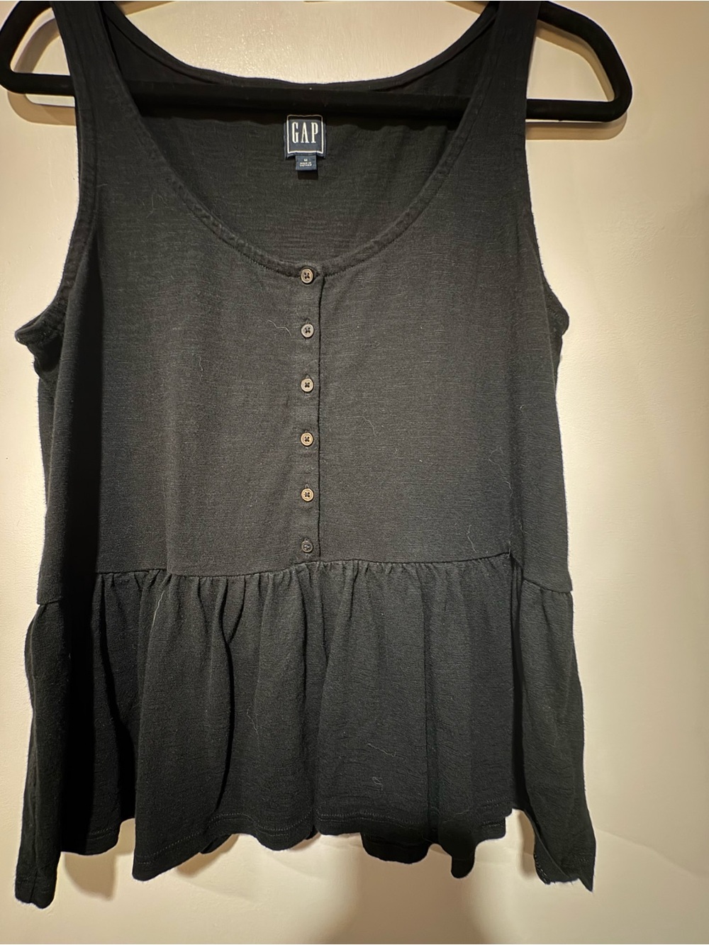 GAP Black Scoop Neck Button-Front Peplum Tank